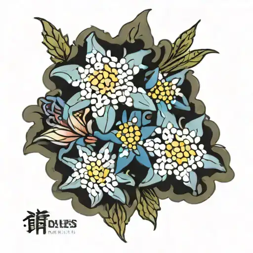 edelweiss stemless flower tattoo design idea