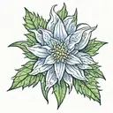 aggressive edelweiss stemless flower tattoo design idea