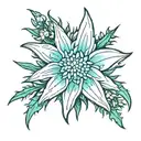 aggressive edelweiss stemless flower tattoo design idea