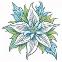 aggressive edelweiss stemless flower tattoo design idea