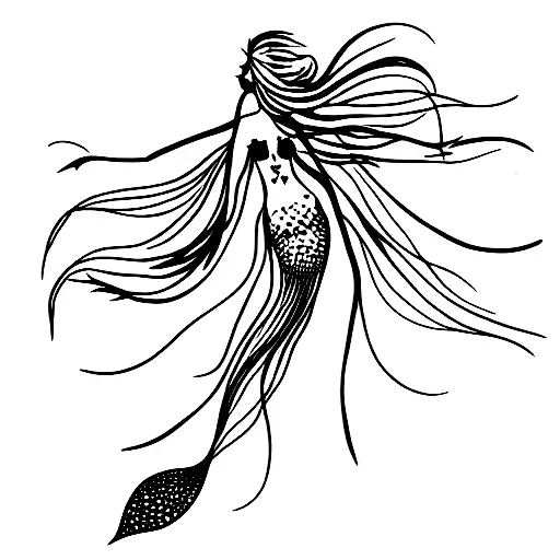 Jellyfish Fairy Flowy Mermaid  tattoo design idea