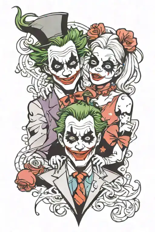 Joker and harley quinn tattoo design idea