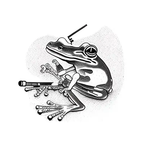 frog smoking  tattoo design idea