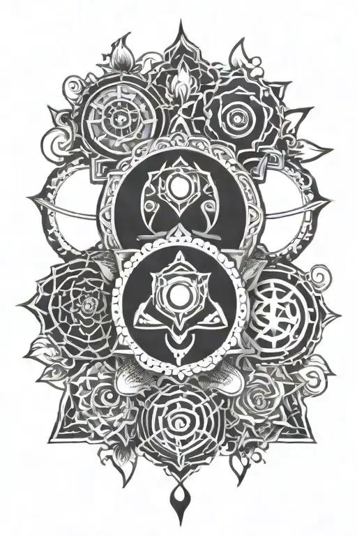chakra symbols tattoo design idea