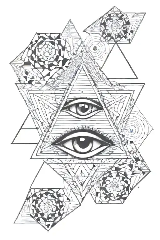 Sacred Geometry Lines With Illuminati Eyes tattoo design idea