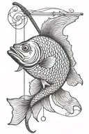 fish with a fishing pole tattoo design idea