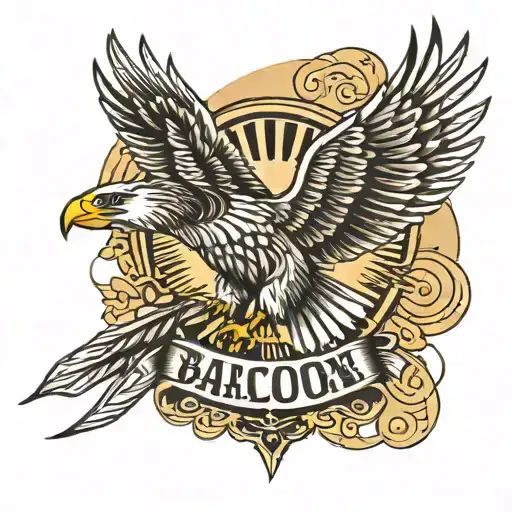barcode tattoo with the inscription falcon in flight tattoo design idea
