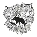 wolf and bear tattoo design idea