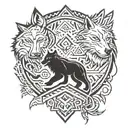 wolf and bear tattoo design idea