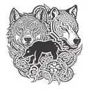 wolf and bear tattoo design idea