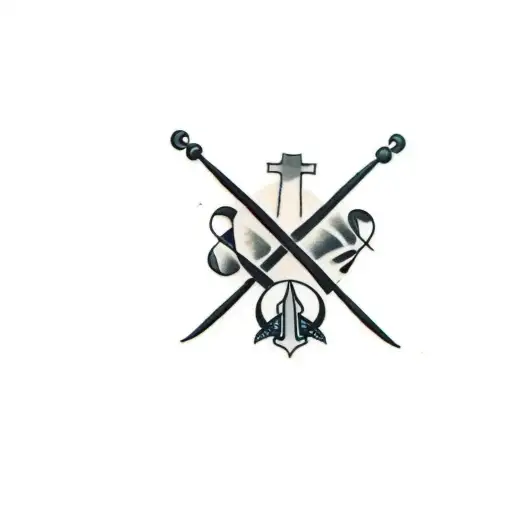 a cross and a pair of crossed swords tattoo design idea