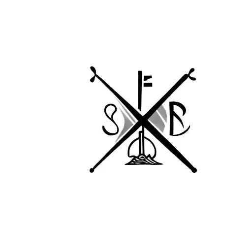 two corss surf boards tattoo design idea