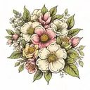 birth flower bouquet tattoo design idea