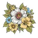 birth flower bouquet tattoo design idea
