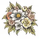 birth flower bouquet tattoo design idea
