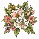 birth flower bouquet tattoo design idea