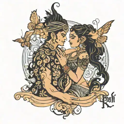 Ruhi & Reyansh in font tattoo design idea