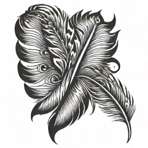 turkey feather with "brock peacock 6-29-1990" written tattoo design idea