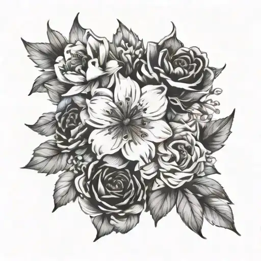 April, May, June, August, September, September, September birth flower  tattoo design idea