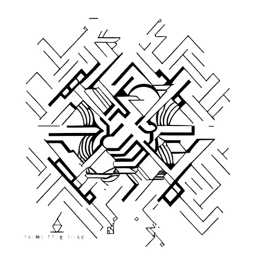 time running out with geometric shapes and lines tattoo design idea