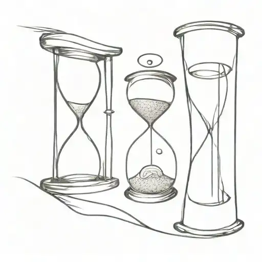 two silhouette out of sand clock tattoo design idea