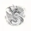 Aurélion Sol dragon soaring through a stormy sky tattoo design idea