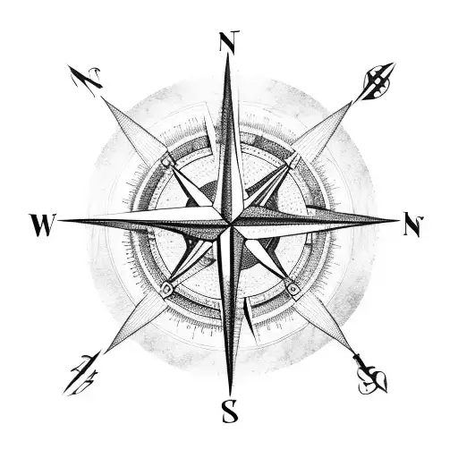 Compass, beach and mountain tattoo design idea