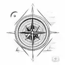 A compass divided into beach and mountain tattoo design idea