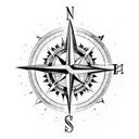 A compass divided into beach and mountain tattoo design idea