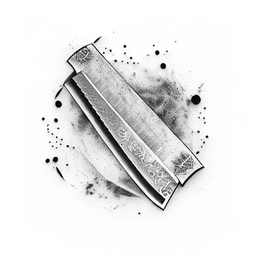 A chef's knife and a cricket bat crossed over each other tattoo design idea