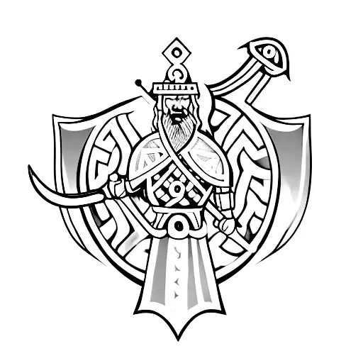 Minimalist "A Fierce Viking Warrior Wielding A..." Tattoo Idea