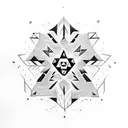 mikmaq petroglyphs with an 8 pointed stars and extra realistic native american woman chief tattoo design idea