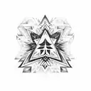 mikmaq petroglyphs with an 8 pointed stars and extra realistic native american woman chief tattoo design idea