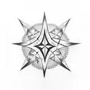 mikmaq petroglyphs with an 8 pointed stars and extra realistic native american woman chief tattoo design idea