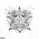 mikmaq petroglyphs with an 8 pointed stars and extra realistic native american woman chief tattoo design idea