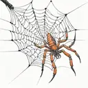 red scorpion on a black spider web tattoo design idea