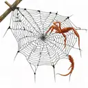 red scorpion on a black spider web tattoo design idea
