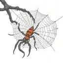 red scorpion on a black spider web tattoo design idea