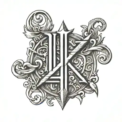 Integrate the name "Lou" into a Viking rune, such as the Ansuz rune (which symbolizes wisdom and protection) tattoo design idea