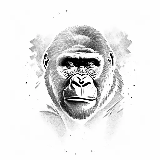 gorilla abd wine tattoo design idea