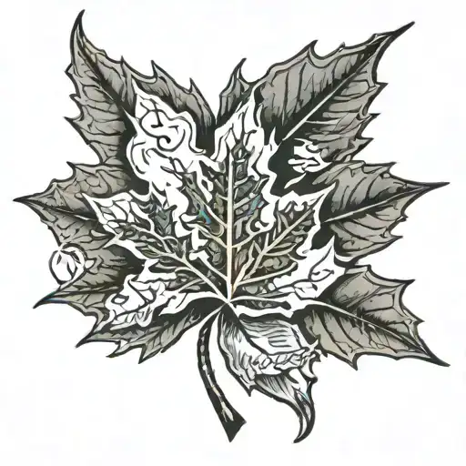 maple leaf with map of PEI canada insde  tattoo design idea