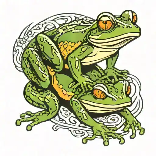 frog riding on snake tattoo design idea