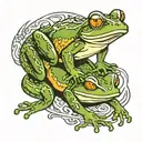 frog riding on snake tattoo design idea