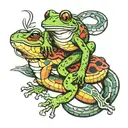 frog riding on snake tattoo design idea