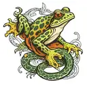 frog riding on snake tattoo design idea