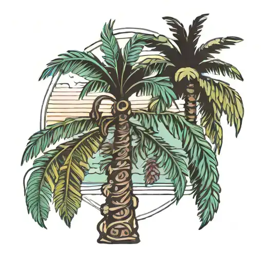 Costa Rica friends vacation palm tree ours vida tattoo design idea