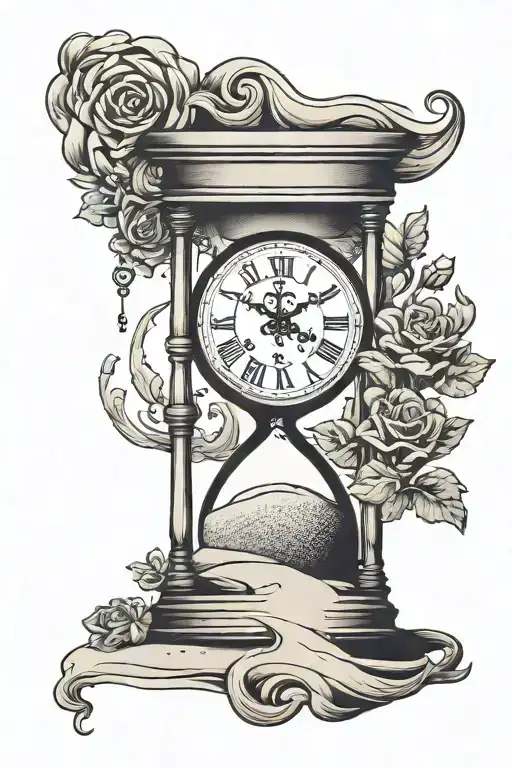 sand clock tattoo design idea