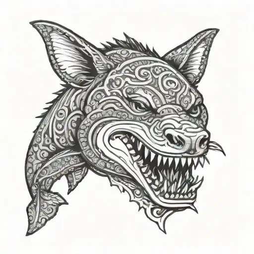 SHARK AND BEAR HEAD SAGE tattoo design idea