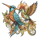 A phoenix and a hummingbird tattoo design idea