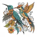 A phoenix and a hummingbird tattoo design idea